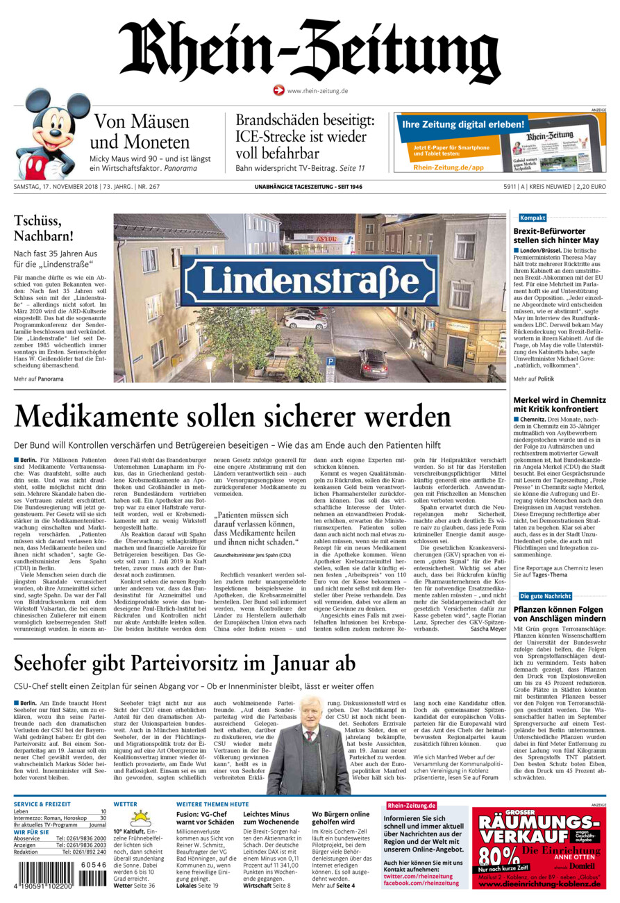 Rhein-Zeitung Kreis Neuwied vom Samstag, 17.11.2018