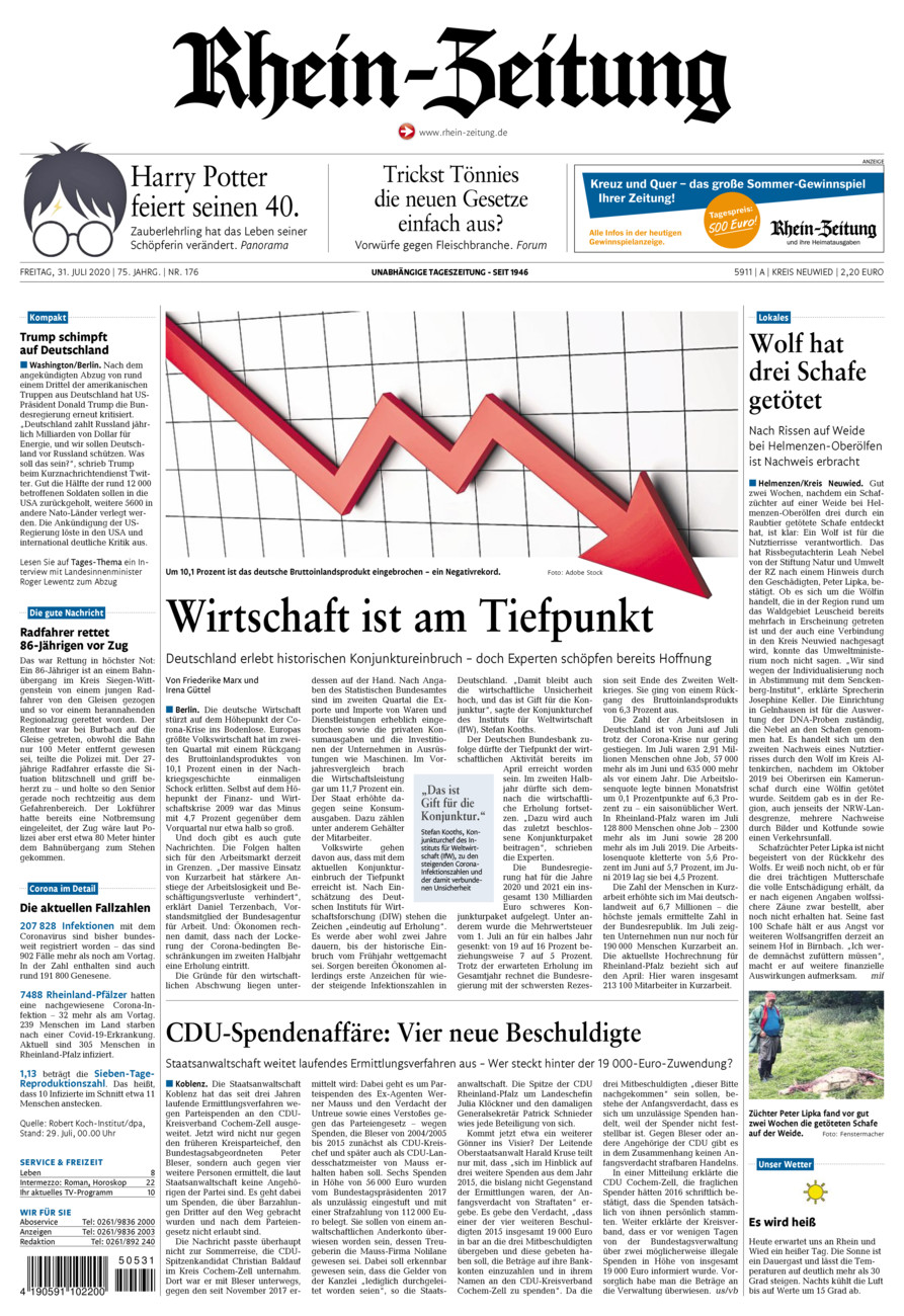 Rhein-Zeitung Kreis Neuwied vom Freitag, 31.07.2020