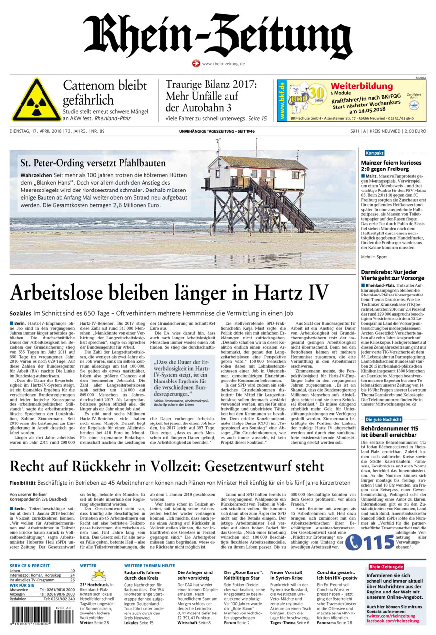 Rhein-Zeitung Kreis Neuwied vom Dienstag, 17.04.2018