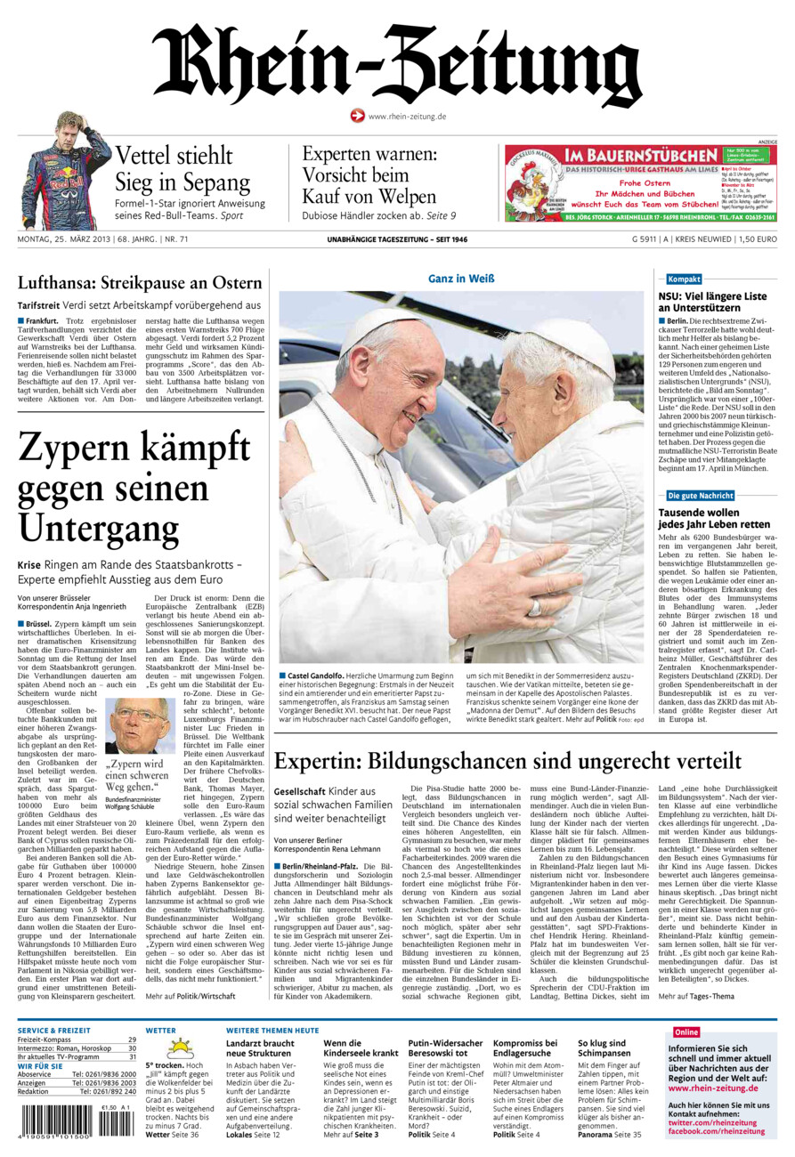 Rhein-Zeitung Kreis Neuwied vom Montag, 25.03.2013