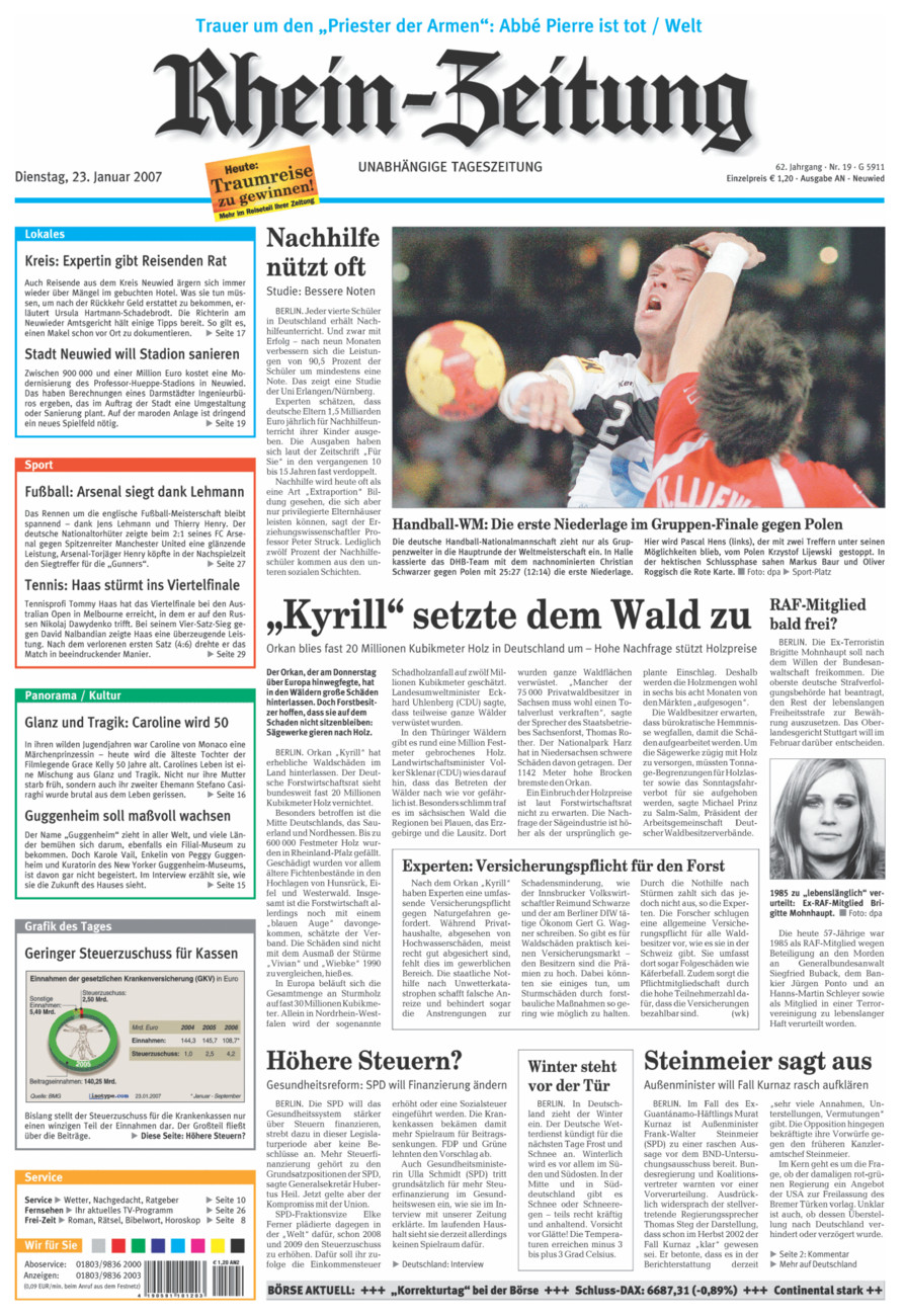 Rhein-Zeitung Kreis Neuwied vom Dienstag, 23.01.2007