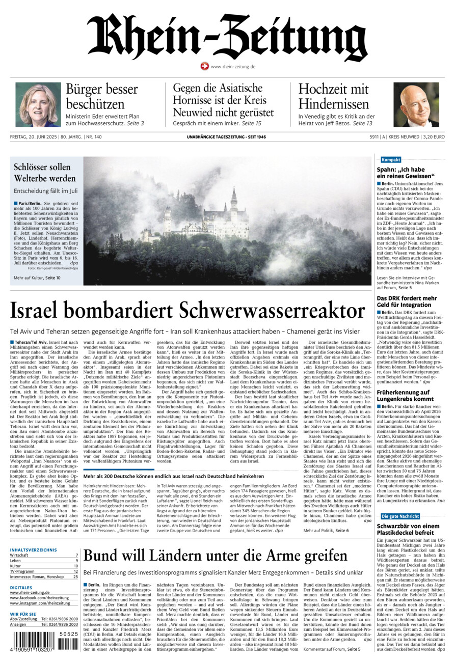 Rhein-Zeitung Kreis Neuwied vom Freitag, 20.06.2025
