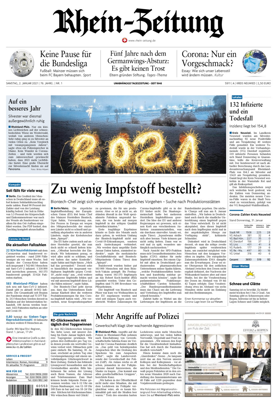 Rhein-Zeitung Kreis Neuwied vom Samstag, 02.01.2021