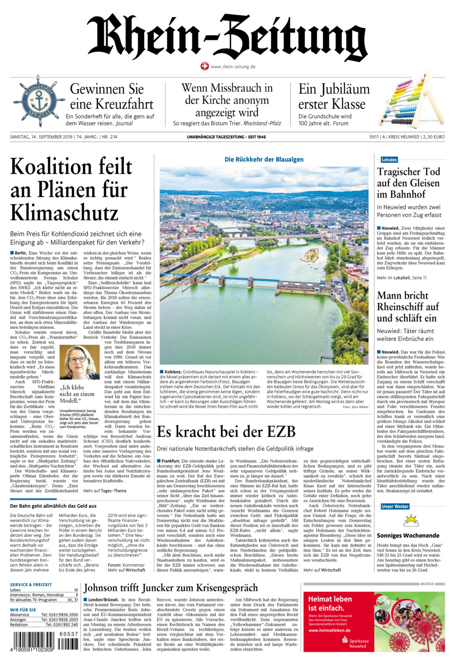 Rhein-Zeitung Kreis Neuwied vom Samstag, 14.09.2019