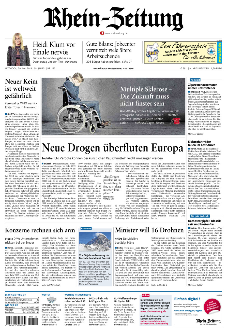 Rhein-Zeitung Kreis Neuwied vom Mittwoch, 29.05.2013