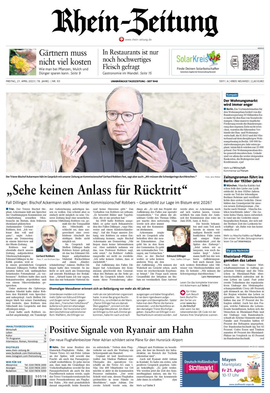 Rhein-Zeitung Kreis Neuwied vom Freitag, 21.04.2023