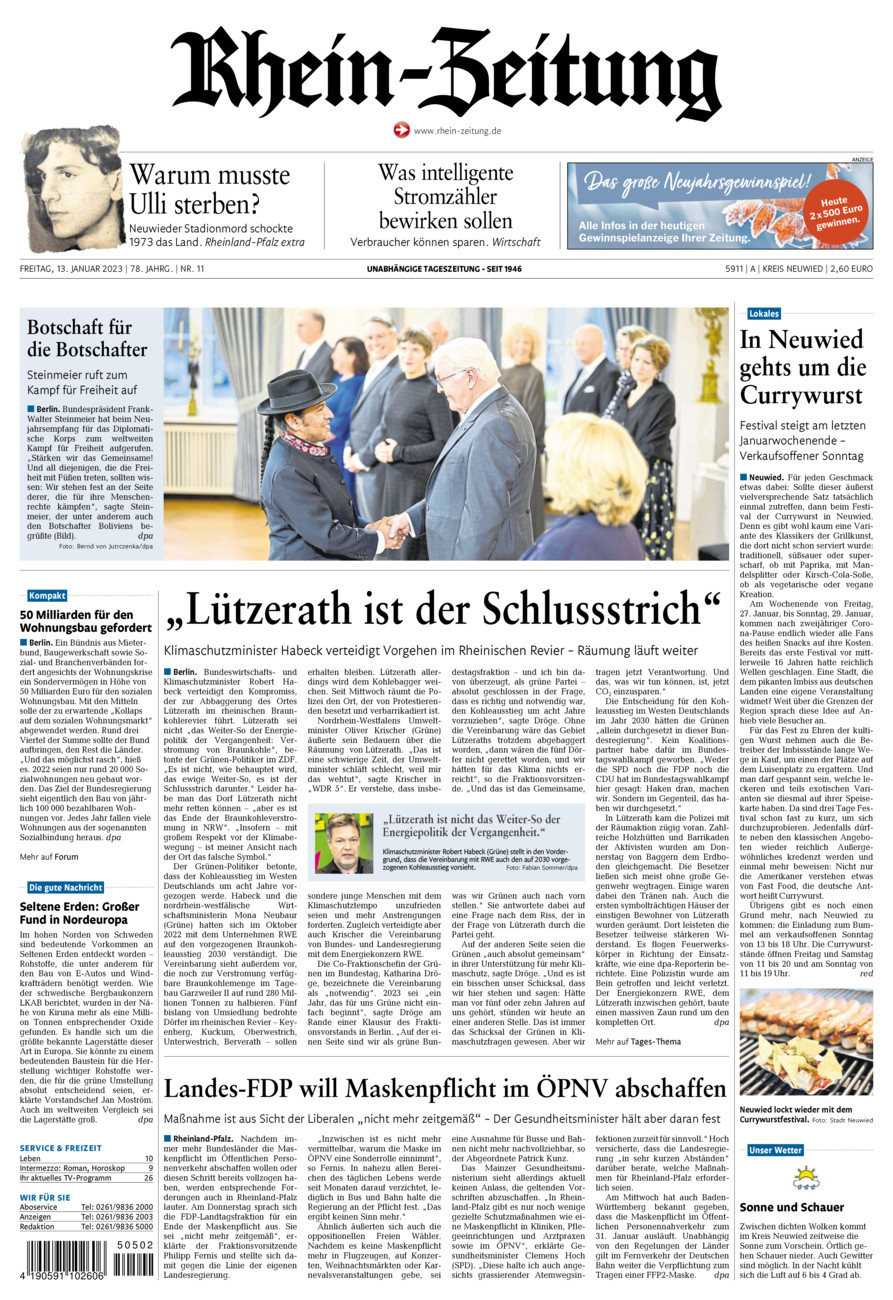 Rhein-Zeitung Kreis Neuwied vom Freitag, 13.01.2023