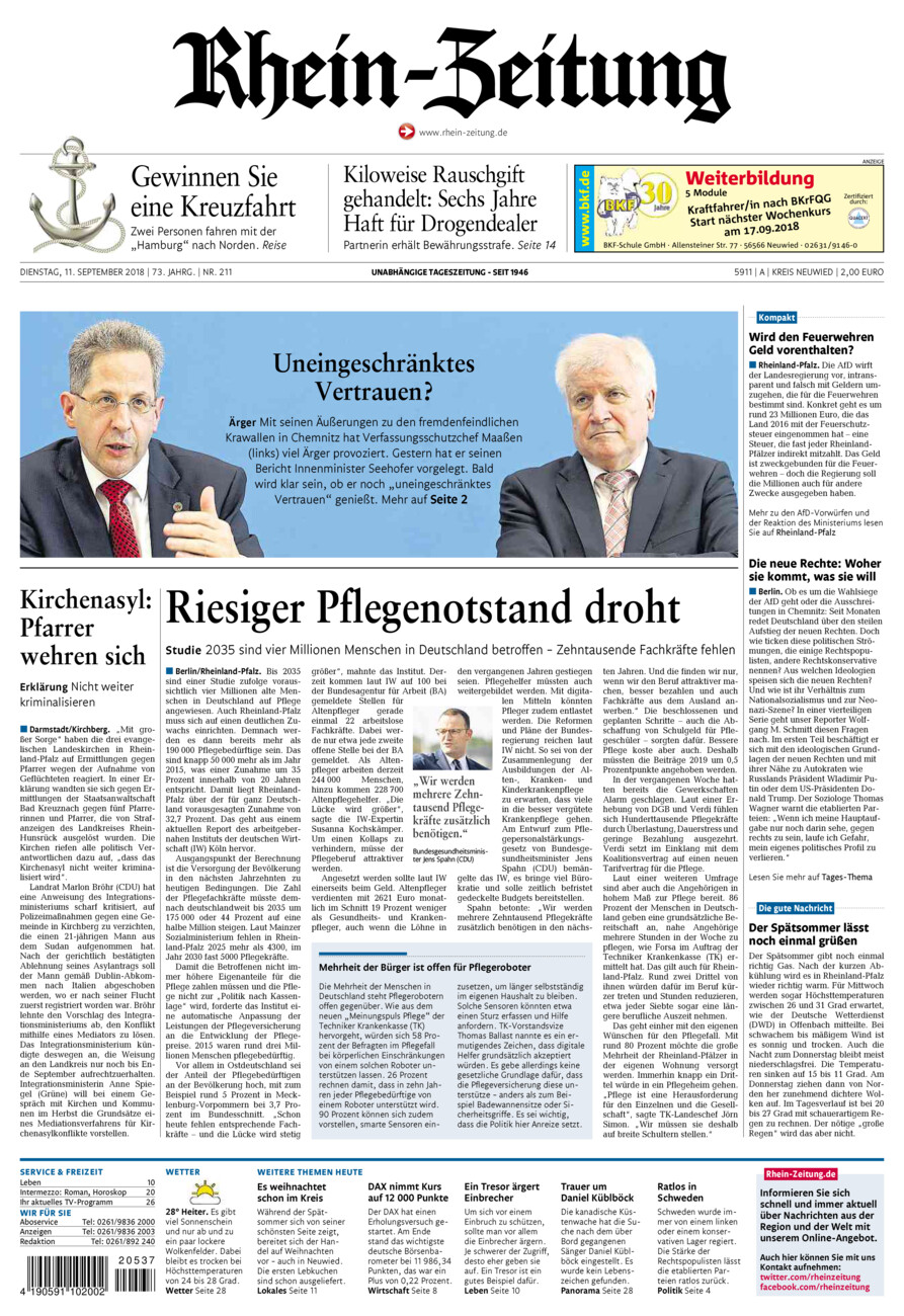 Rhein-Zeitung Kreis Neuwied vom Dienstag, 11.09.2018