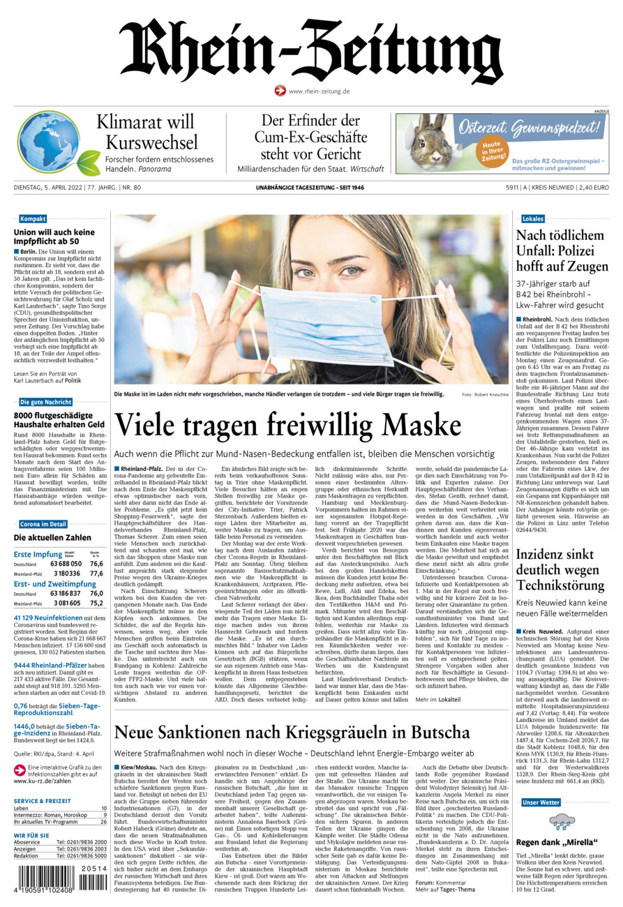 Rhein-Zeitung Kreis Neuwied vom Dienstag, 05.04.2022