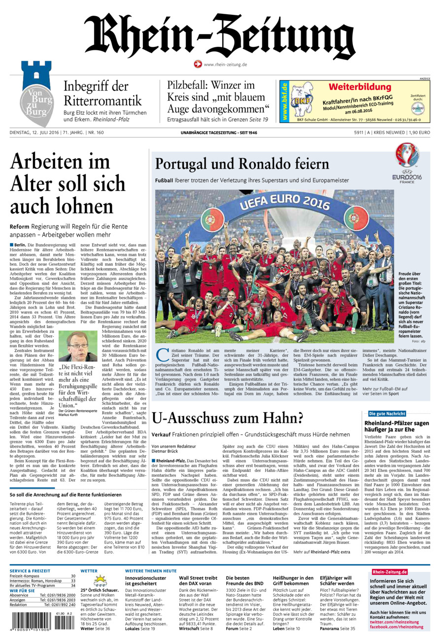 Rhein-Zeitung Kreis Neuwied vom Dienstag, 12.07.2016