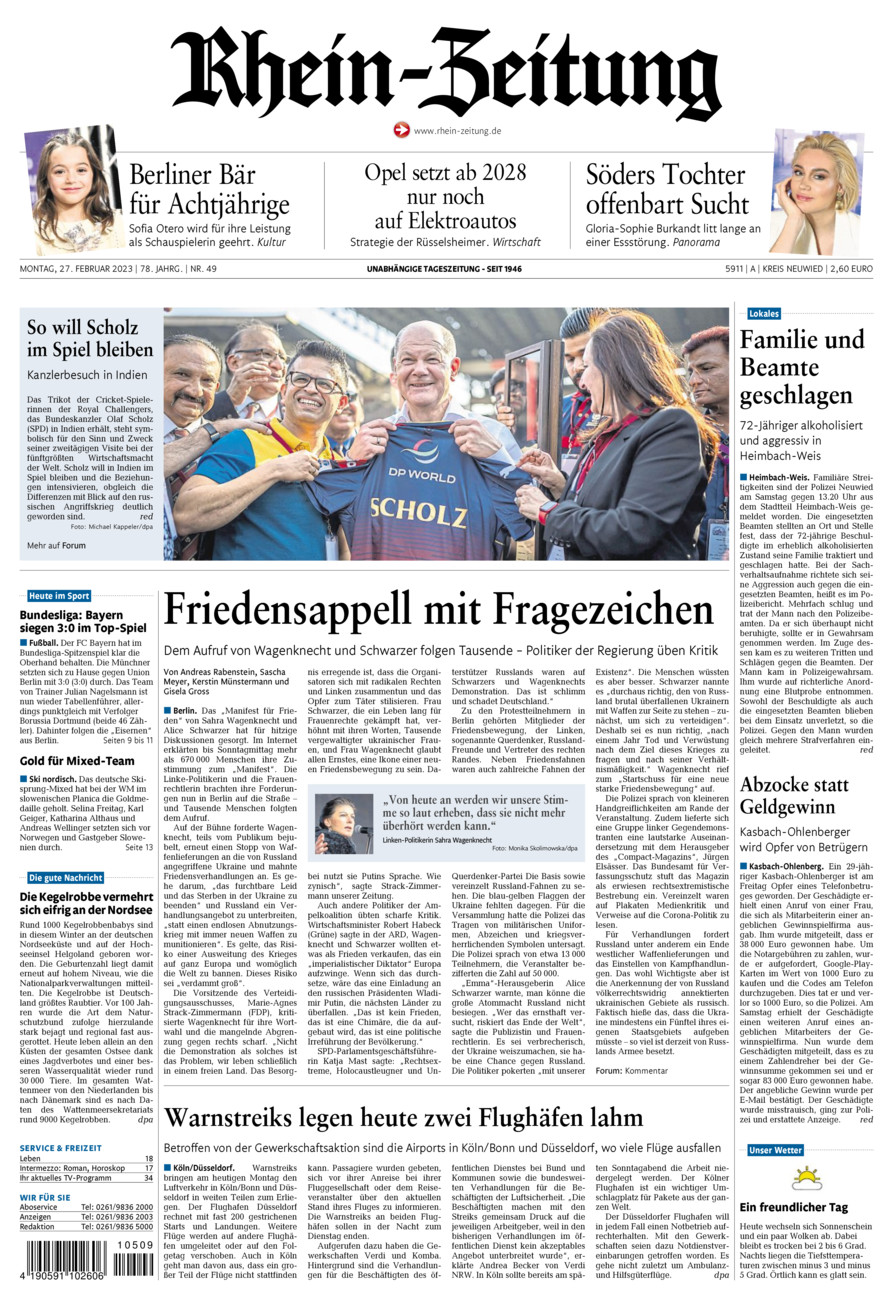 Rhein-Zeitung Kreis Neuwied vom Montag, 27.02.2023