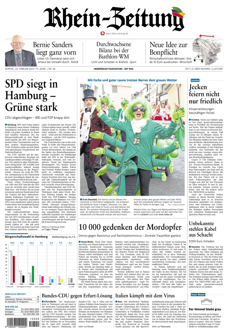 Rhein-Zeitung Kreis Neuwied vom Montag, 24.02.2020