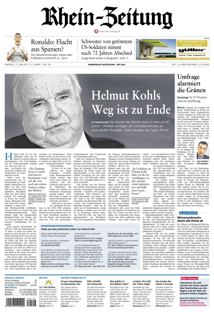 Rhein-Zeitung Kreis Neuwied vom Samstag, 17.06.2017