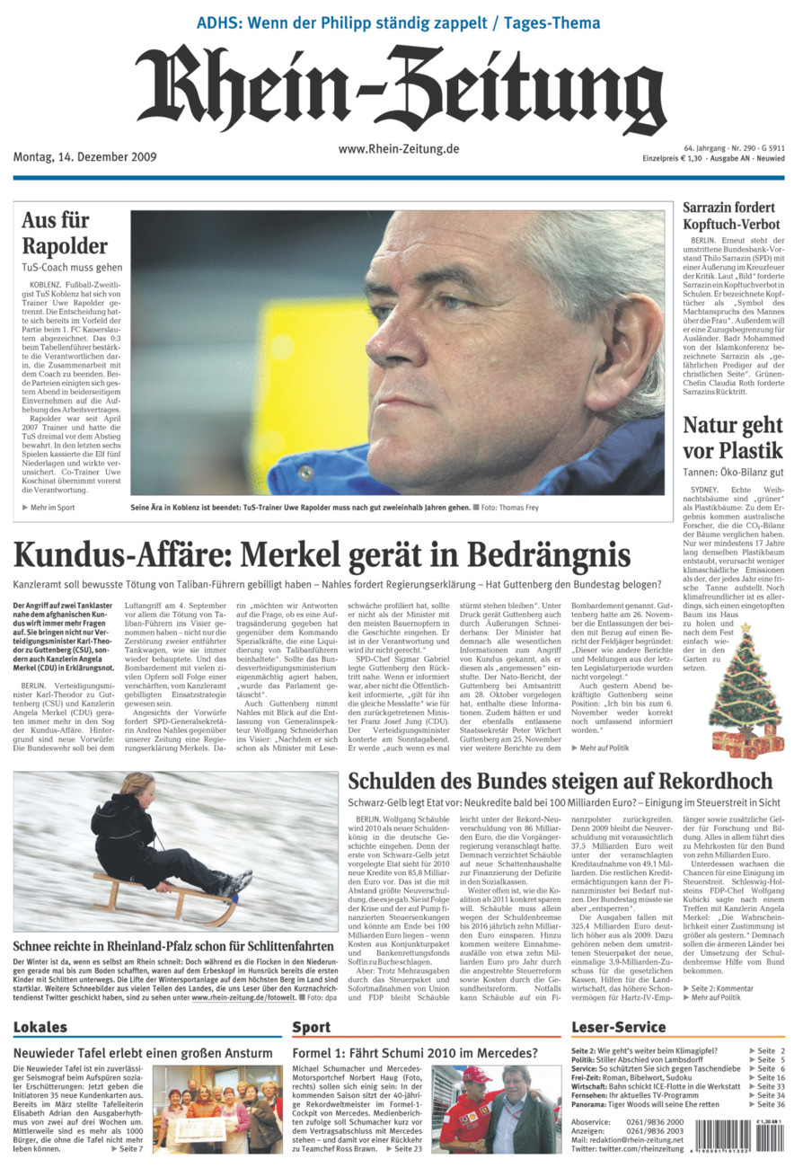 Rhein-Zeitung Kreis Neuwied vom Montag, 14.12.2009