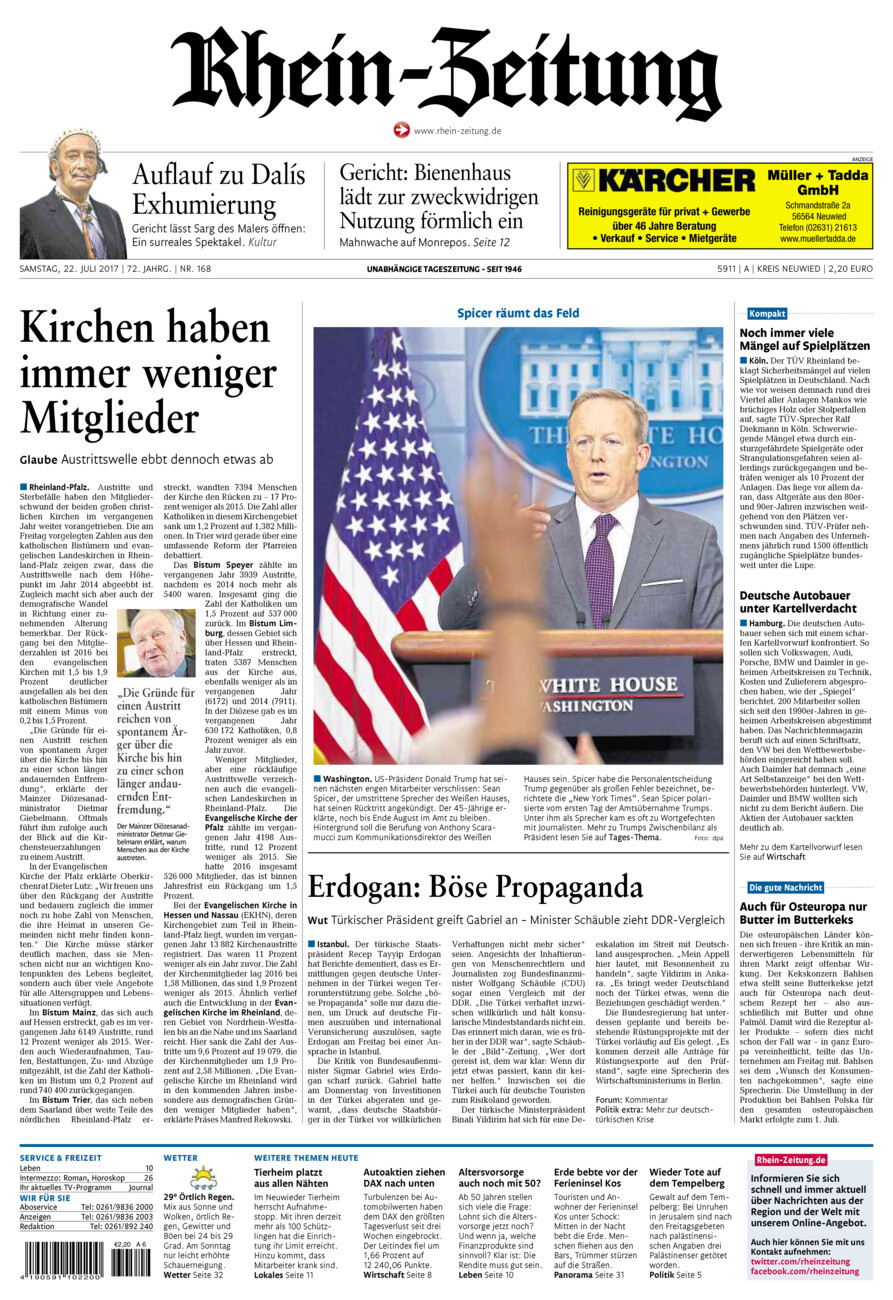 Rhein-Zeitung Kreis Neuwied vom Samstag, 22.07.2017