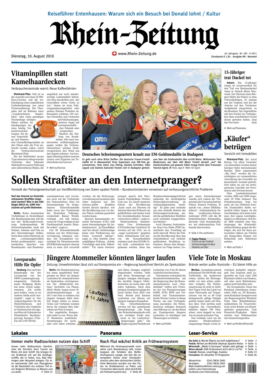 Rhein-Zeitung Kreis Neuwied vom Dienstag, 10.08.2010
