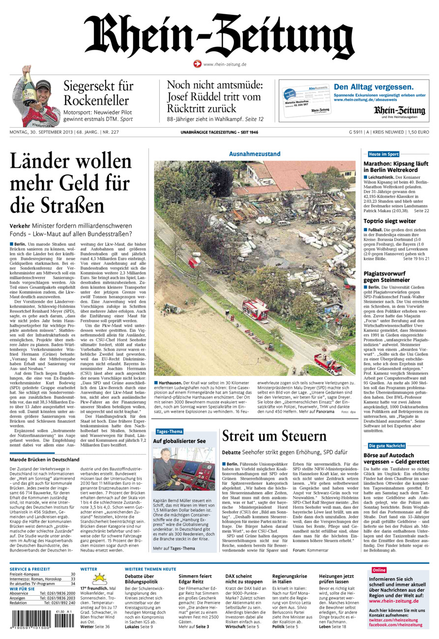 Rhein-Zeitung Kreis Neuwied vom Montag, 30.09.2013