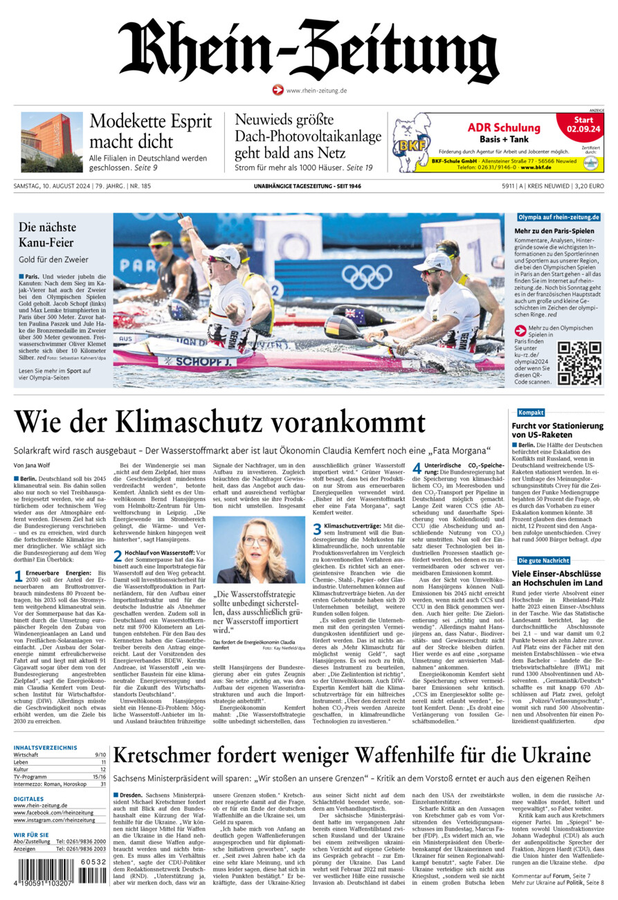 Rhein-Zeitung Kreis Neuwied vom Samstag, 10.08.2024