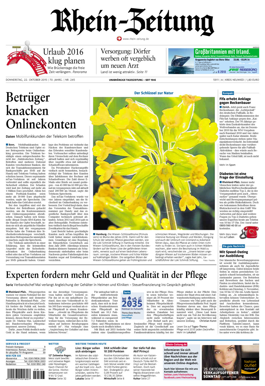 Rhein-Zeitung Kreis Neuwied vom Donnerstag, 22.10.2015
