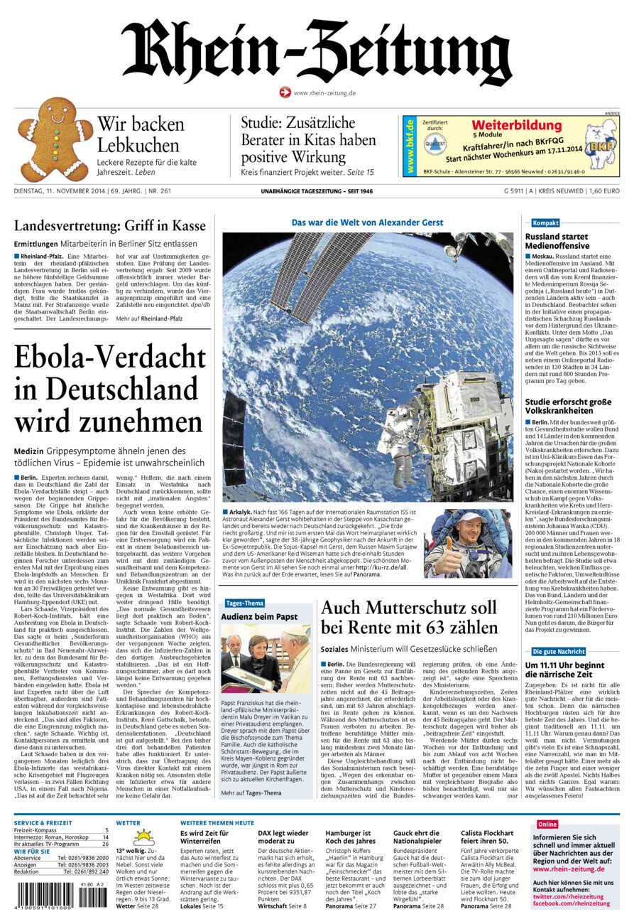 Rhein-Zeitung Kreis Neuwied vom Dienstag, 11.11.2014