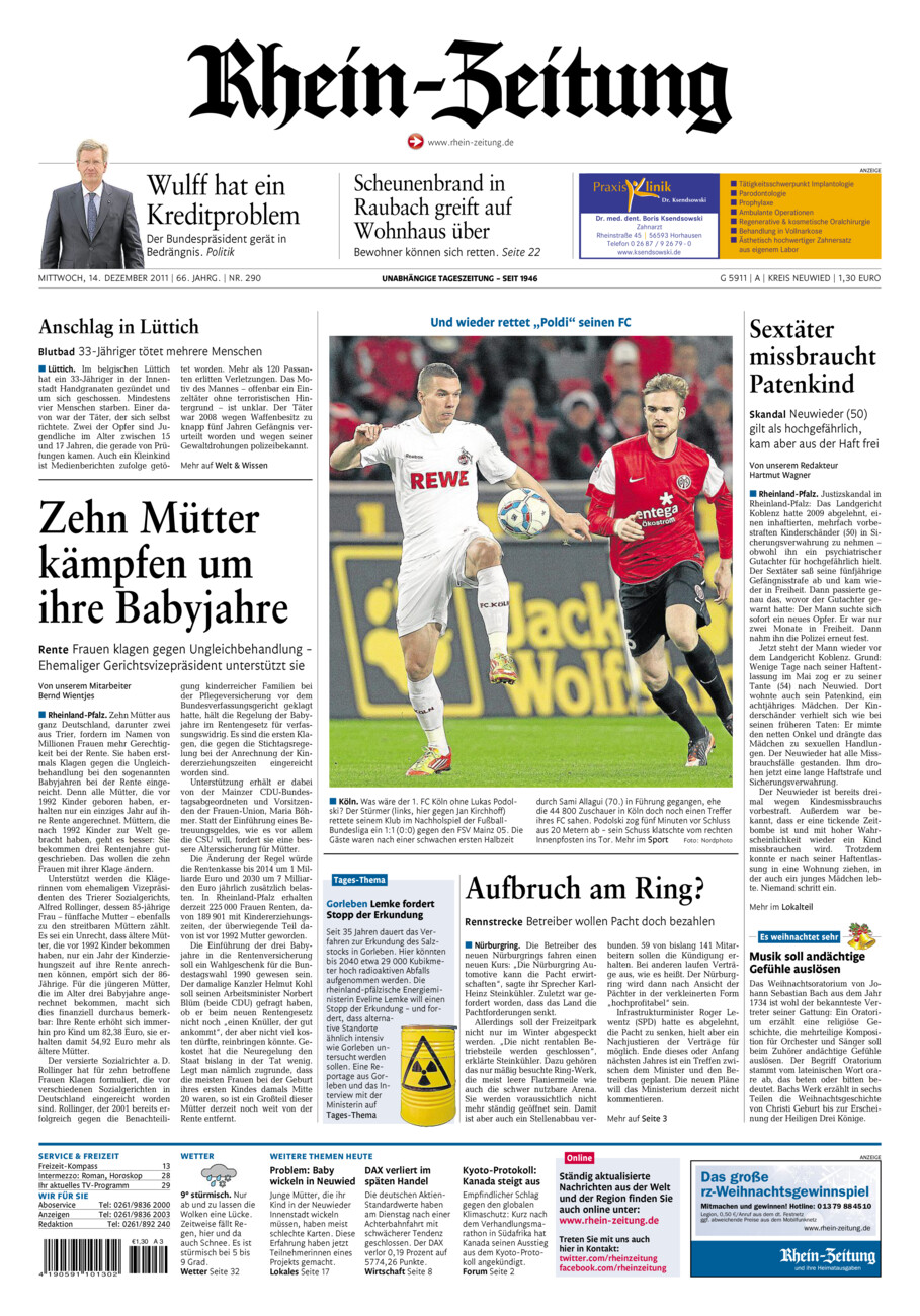 Rhein-Zeitung Kreis Neuwied vom Mittwoch, 14.12.2011