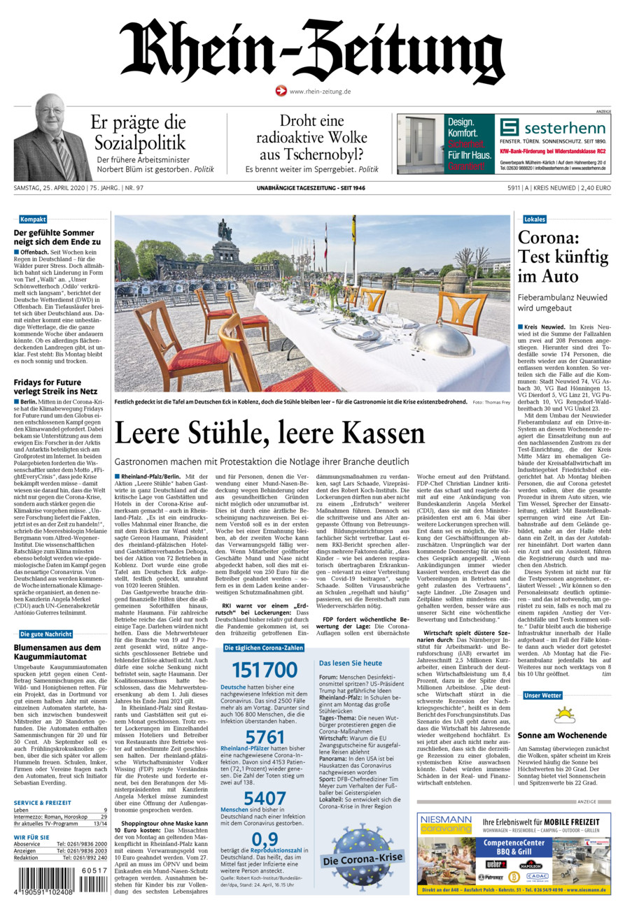 Rhein-Zeitung Kreis Neuwied vom Samstag, 25.04.2020