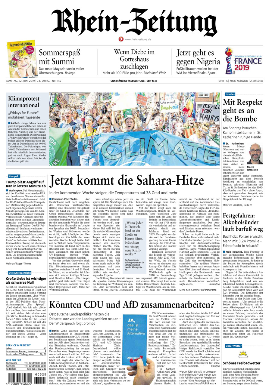 Rhein-Zeitung Kreis Neuwied vom Samstag, 22.06.2019