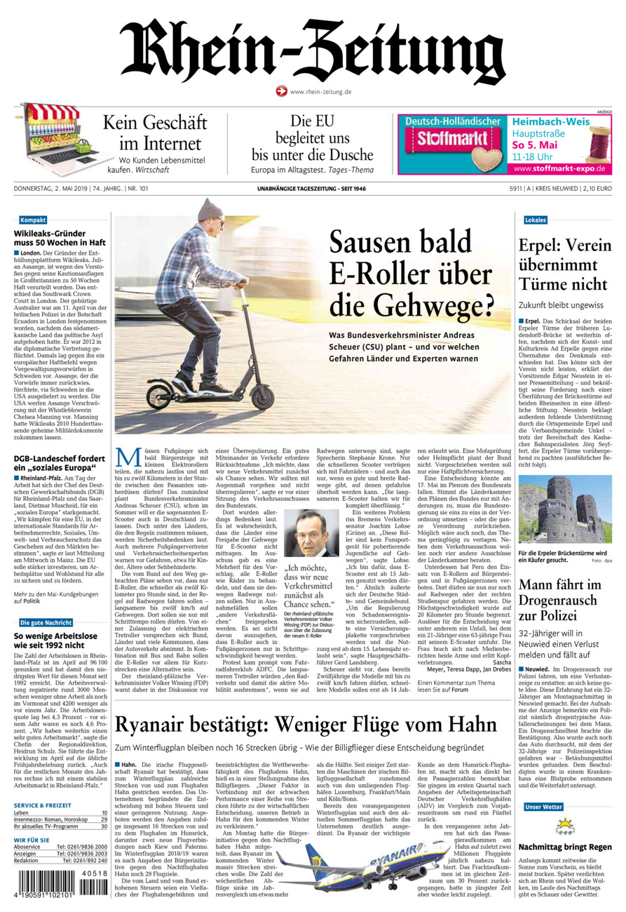 Rhein-Zeitung Kreis Neuwied vom Donnerstag, 02.05.2019