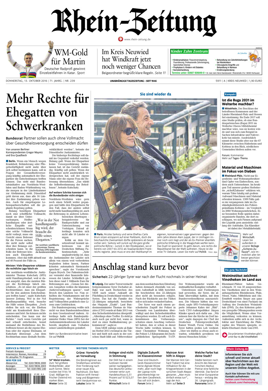 Rhein-Zeitung Kreis Neuwied vom Donnerstag, 13.10.2016