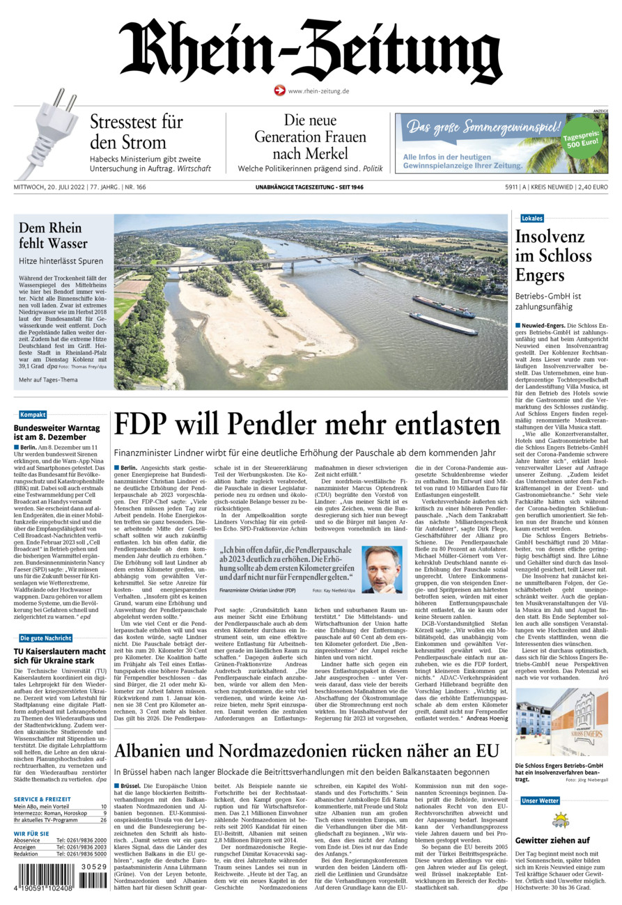 Rhein-Zeitung Kreis Neuwied vom Mittwoch, 20.07.2022