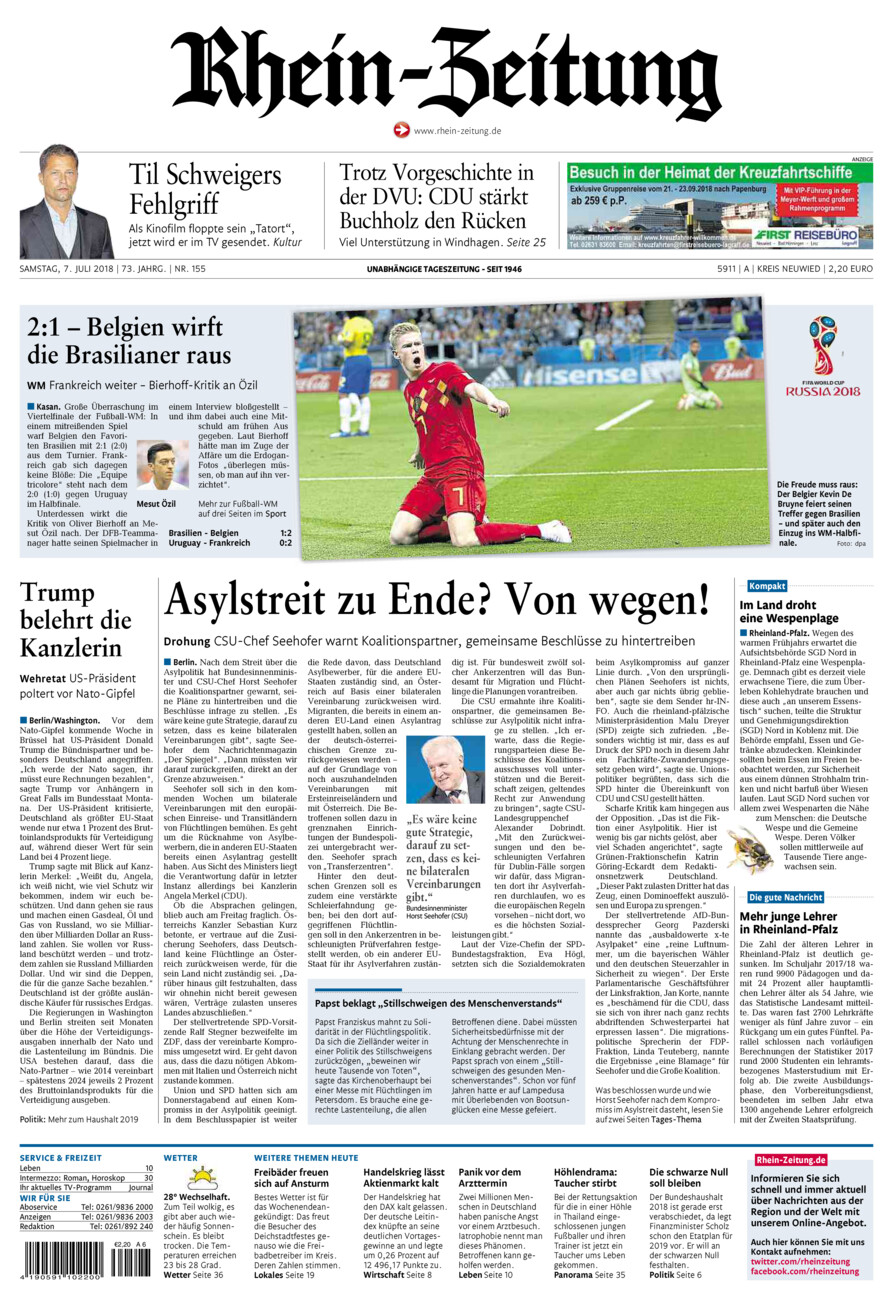 Rhein-Zeitung Kreis Neuwied vom Samstag, 07.07.2018