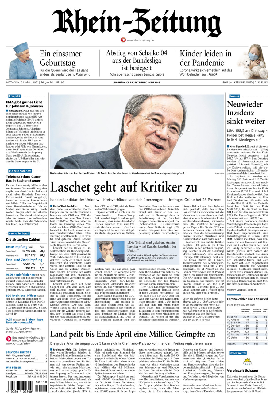 Rhein-Zeitung Kreis Neuwied vom Mittwoch, 21.04.2021