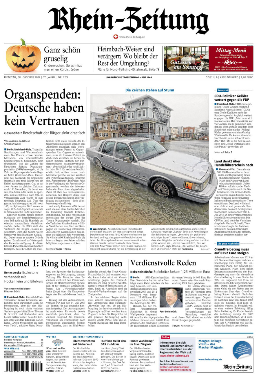 Rhein-Zeitung Kreis Neuwied vom Dienstag, 30.10.2012
