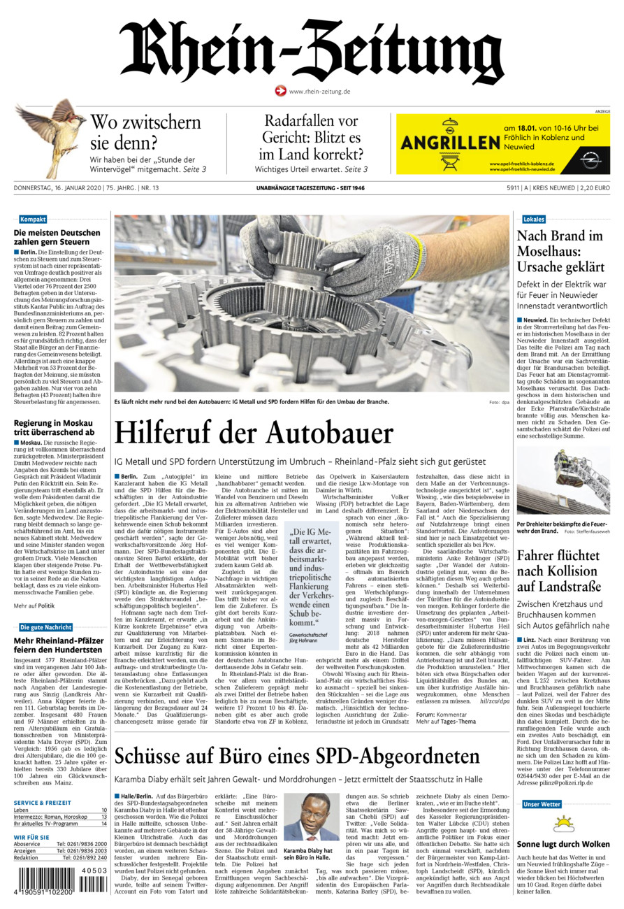 Rhein-Zeitung Kreis Neuwied vom Donnerstag, 16.01.2020