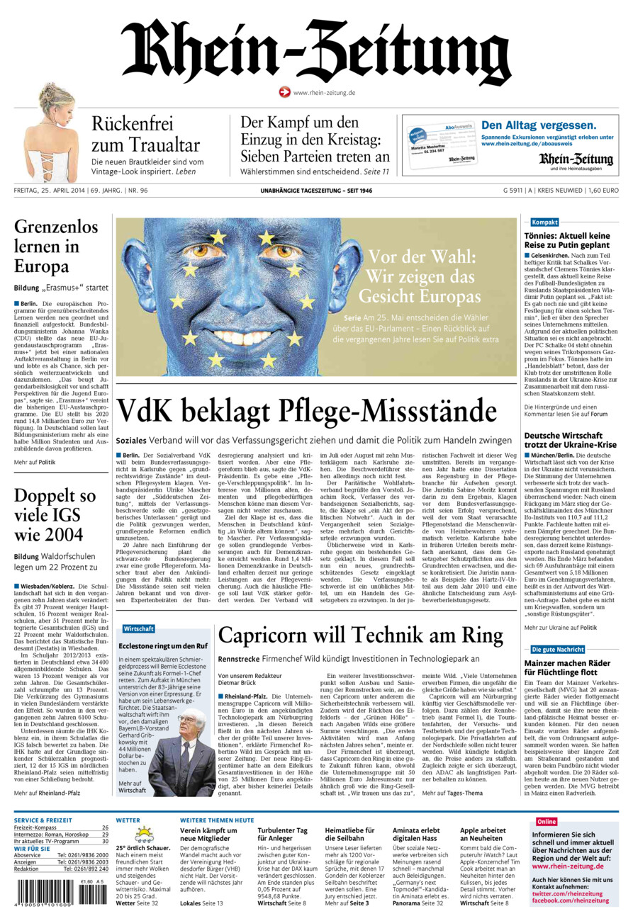 Rhein-Zeitung Kreis Neuwied vom Freitag, 25.04.2014