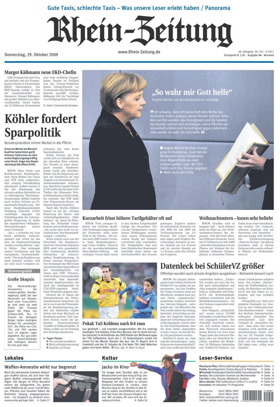 Rhein-Zeitung Kreis Neuwied vom Donnerstag, 29.10.2009