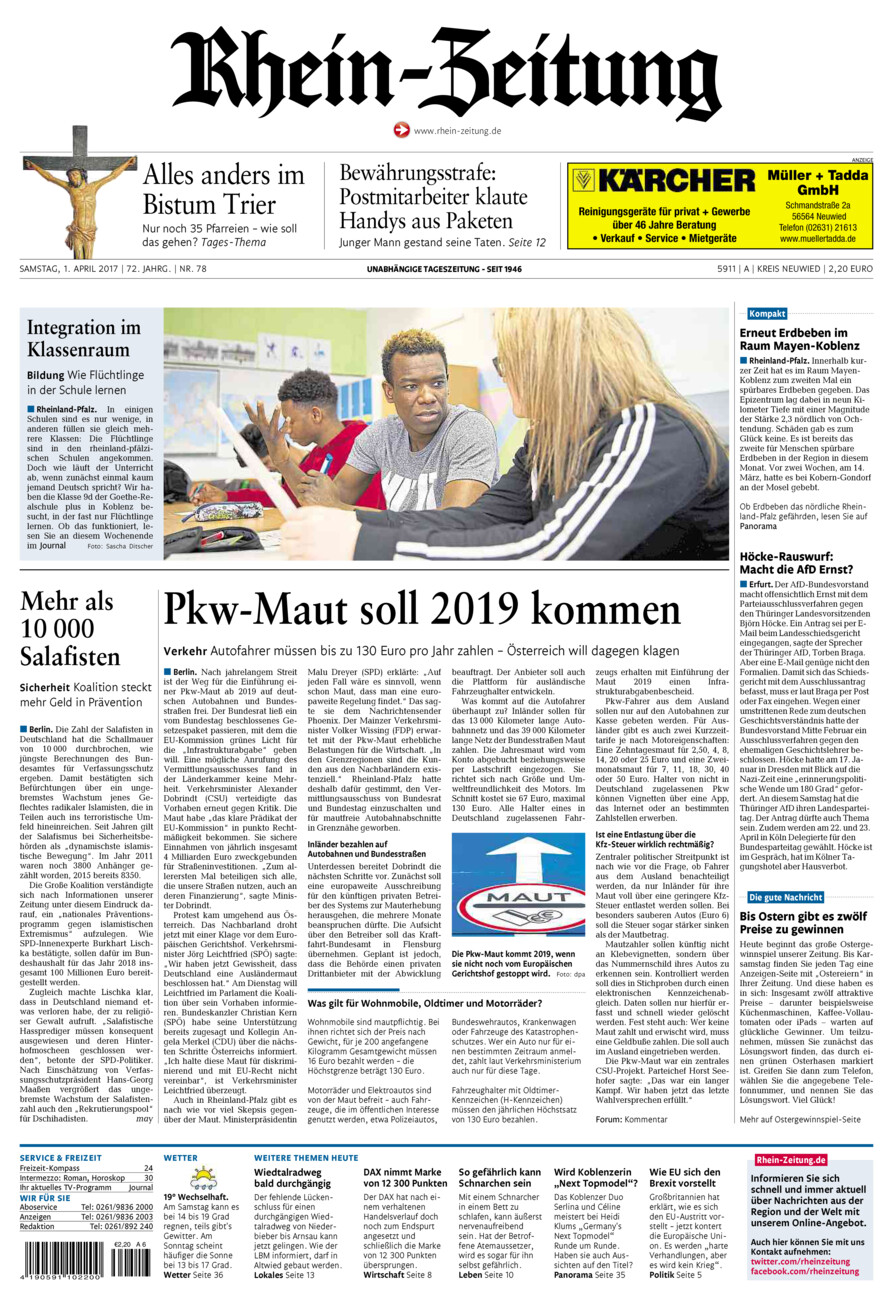 Rhein-Zeitung Kreis Neuwied vom Samstag, 01.04.2017