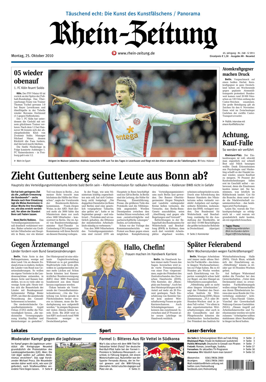 Rhein-Zeitung Kreis Neuwied vom Montag, 25.10.2010