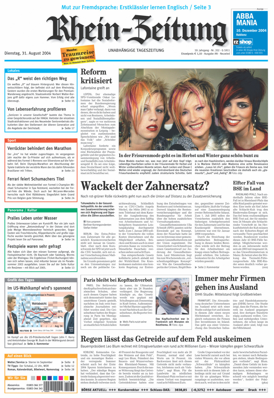 Rhein-Zeitung Kreis Neuwied vom Dienstag, 31.08.2004