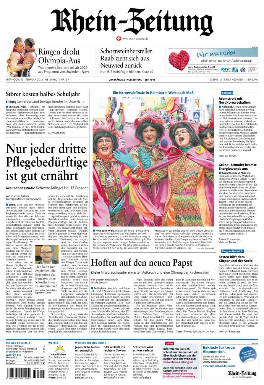 Rhein-Zeitung Kreis Neuwied vom Mittwoch, 13.02.2013
