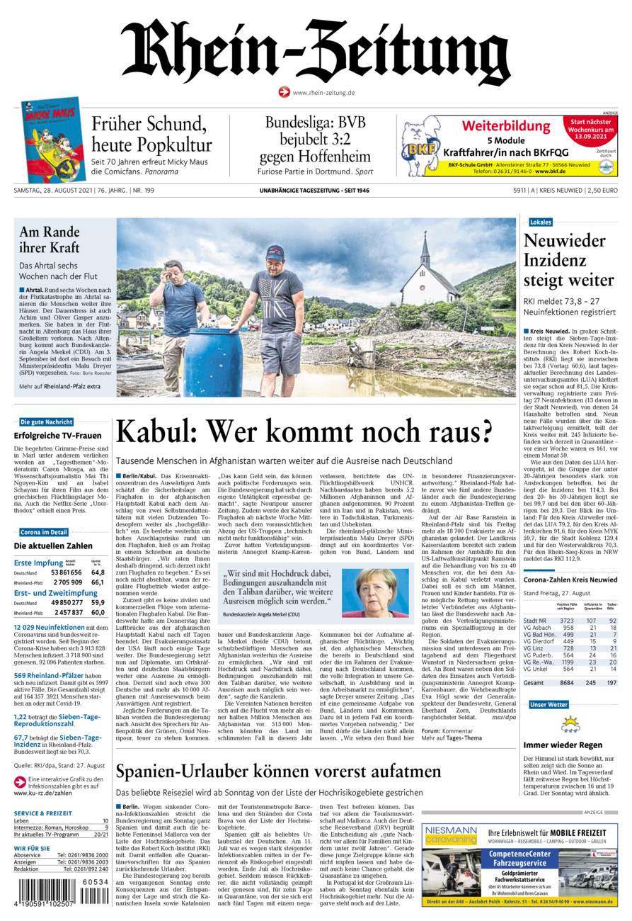 Rhein-Zeitung Kreis Neuwied vom Samstag, 28.08.2021