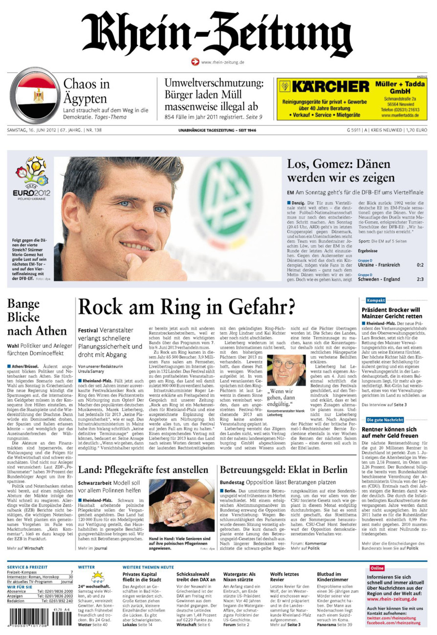 Rhein-Zeitung Kreis Neuwied vom Samstag, 16.06.2012
