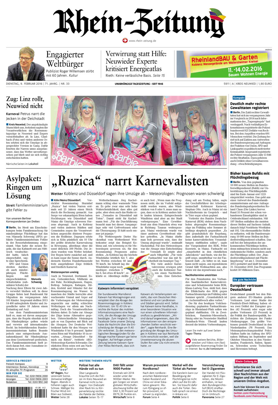 Rhein-Zeitung Kreis Neuwied vom Dienstag, 09.02.2016