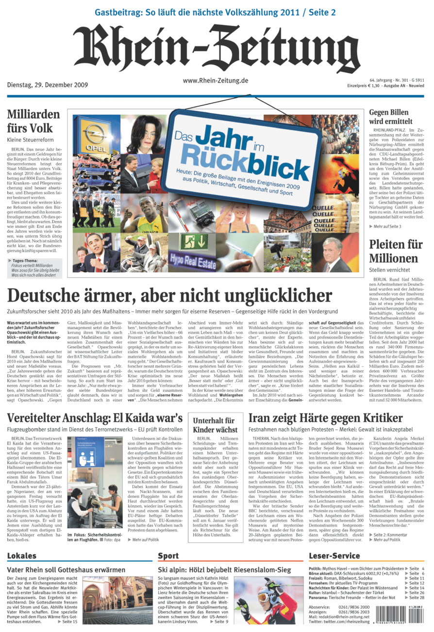 Rhein-Zeitung Kreis Neuwied vom Dienstag, 29.12.2009