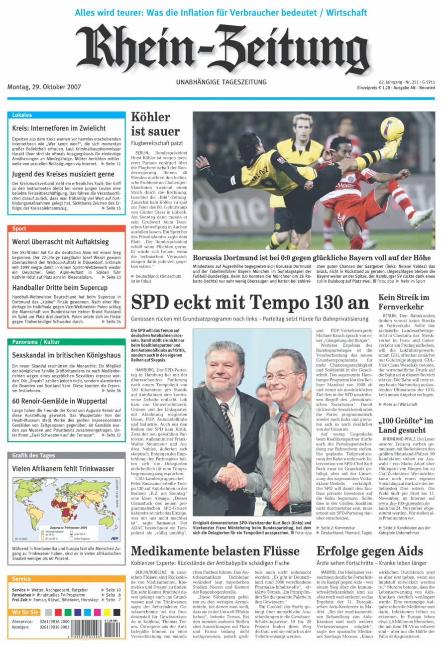 Rhein-Zeitung Kreis Neuwied vom Montag, 29.10.2007