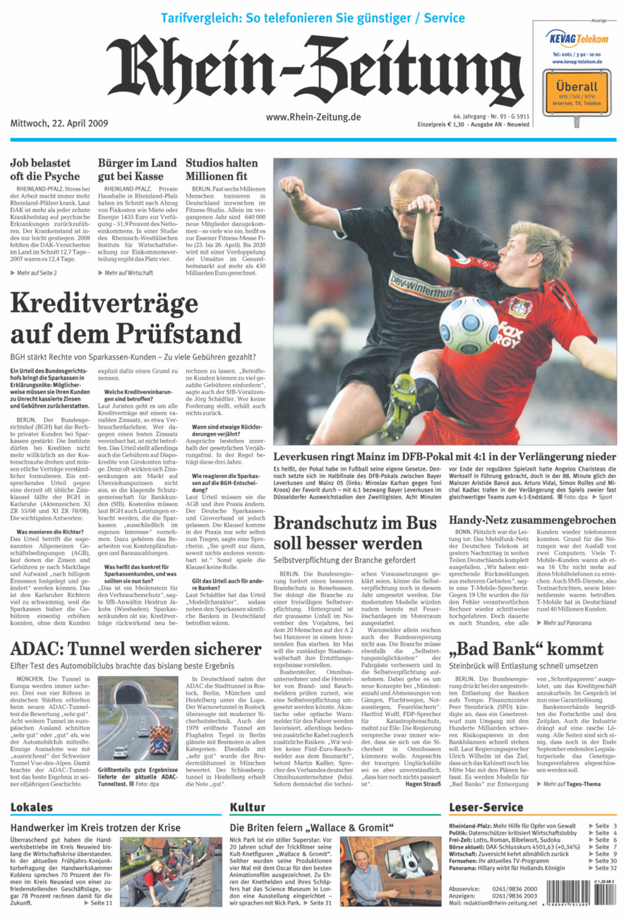 Rhein-Zeitung Kreis Neuwied vom Mittwoch, 22.04.2009