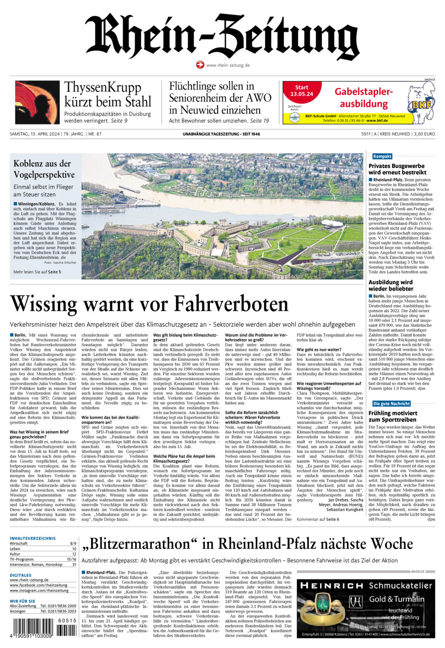 Rhein-Zeitung Kreis Neuwied vom Samstag, 13.04.2024