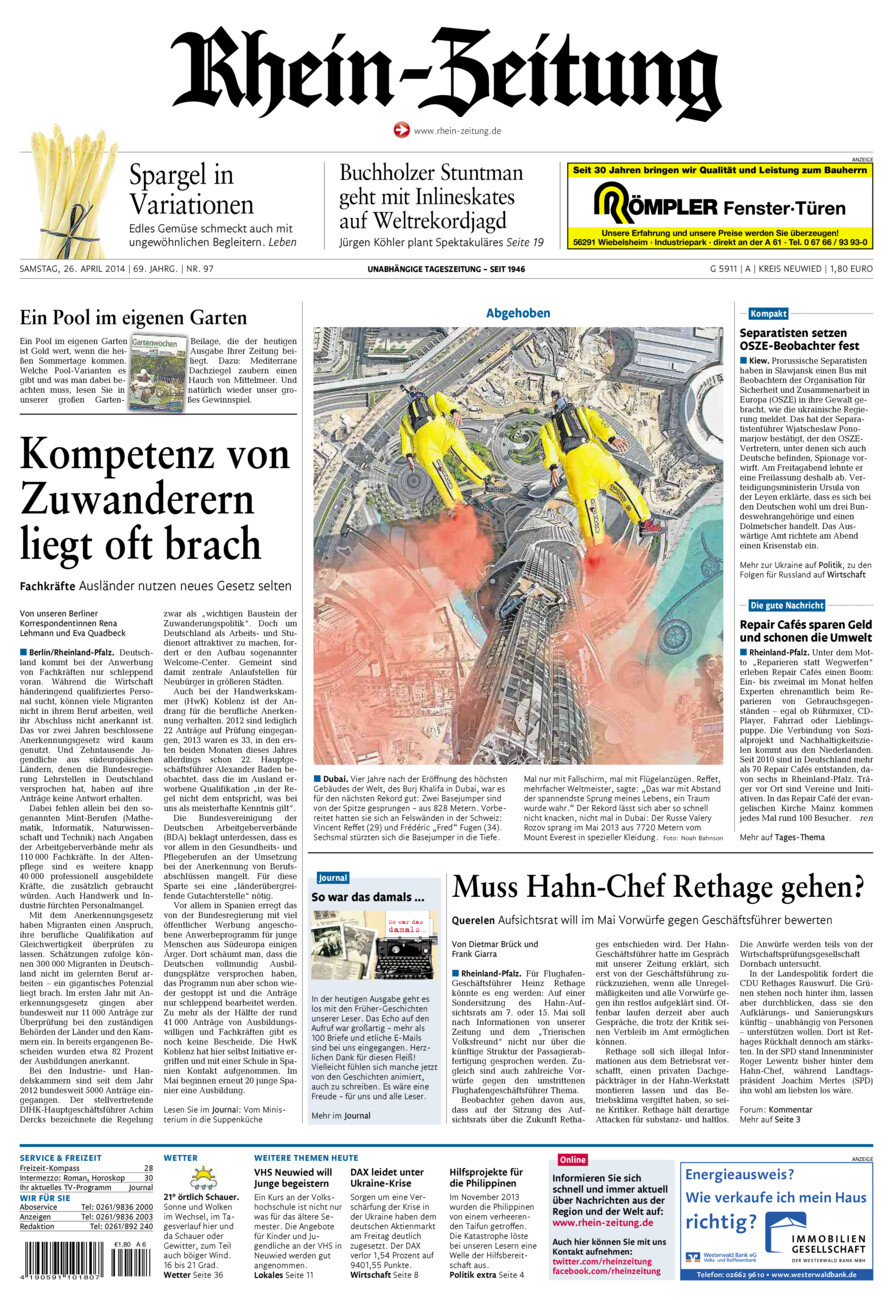 Rhein-Zeitung Kreis Neuwied vom Samstag, 26.04.2014