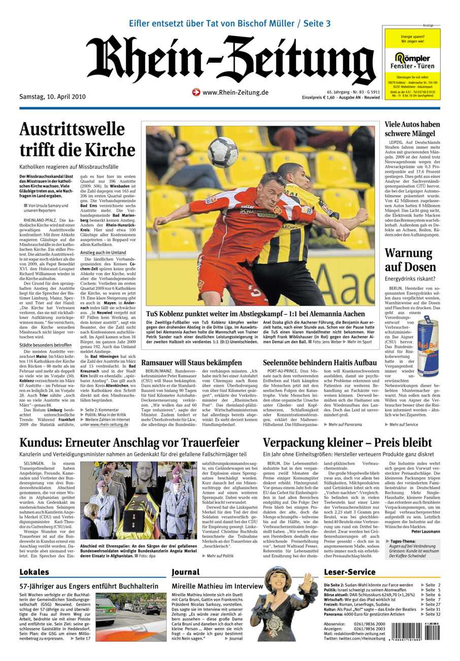 Rhein-Zeitung Kreis Neuwied vom Samstag, 10.04.2010