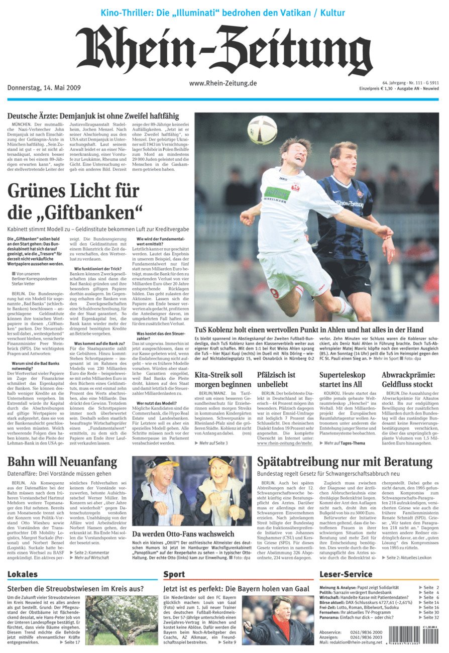 Rhein-Zeitung Kreis Neuwied vom Donnerstag, 14.05.2009